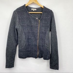 Maryline Gray Wool Asymmetrical Zip Cardigan Sweater